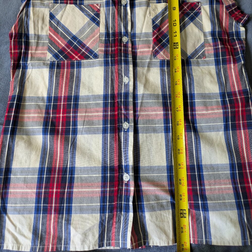NWT Levi's Sleeveless Plaid Button-Down Shirt 100% Cotton Womens Small - Picture 3 of 9